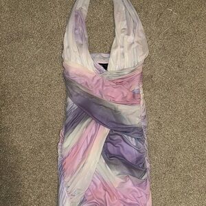 Zara Backless Dress in Purple and Pink